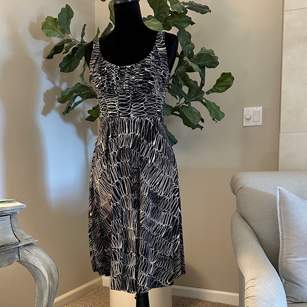 Nine West Black and Tan Midi Dress
